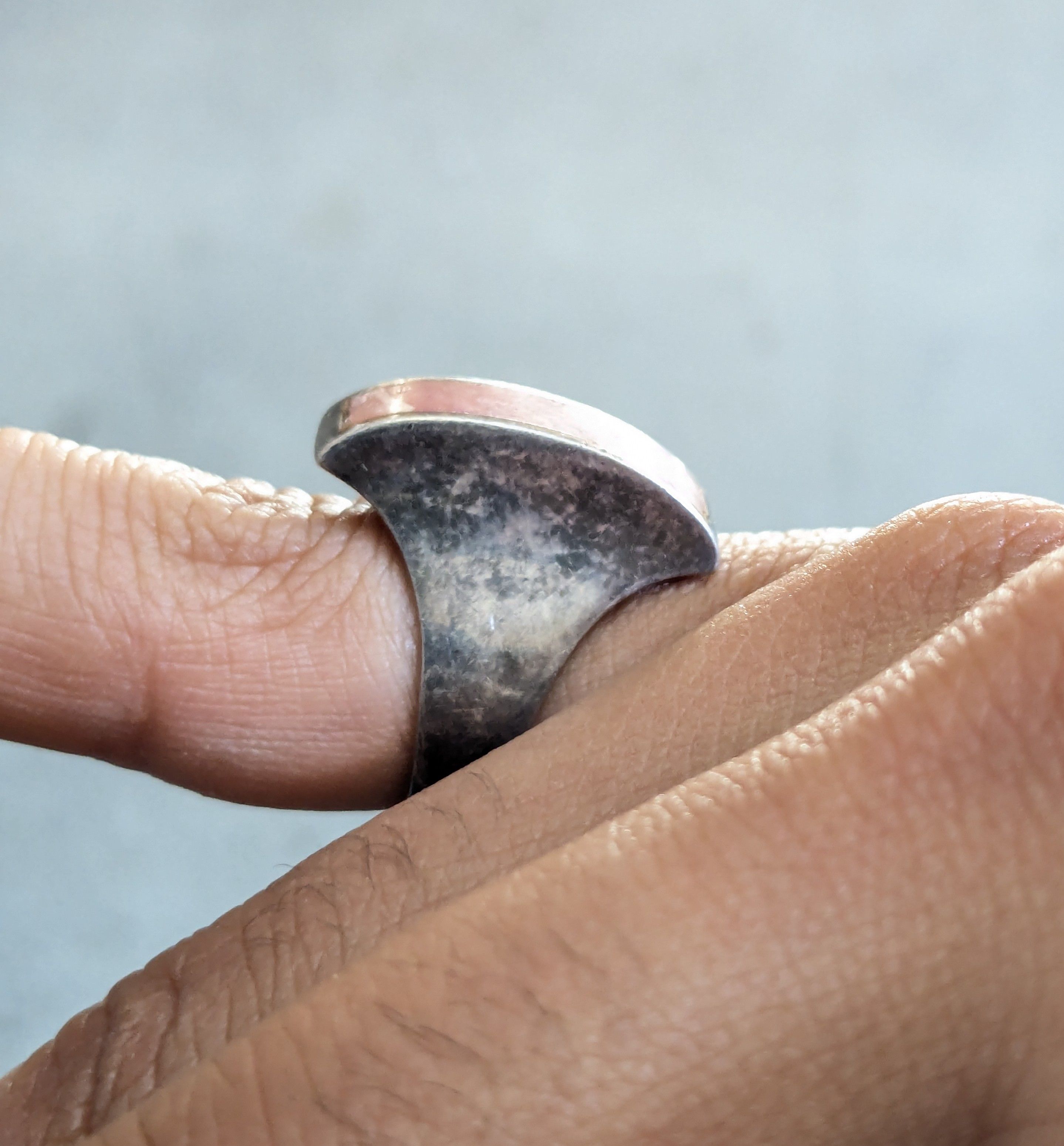 Jewelry × Sterling Silver Vintage Sterling Silver Ring Rhodochrosite 6 Modern Abstract Size ONE SIZE - 10 Thumbnail