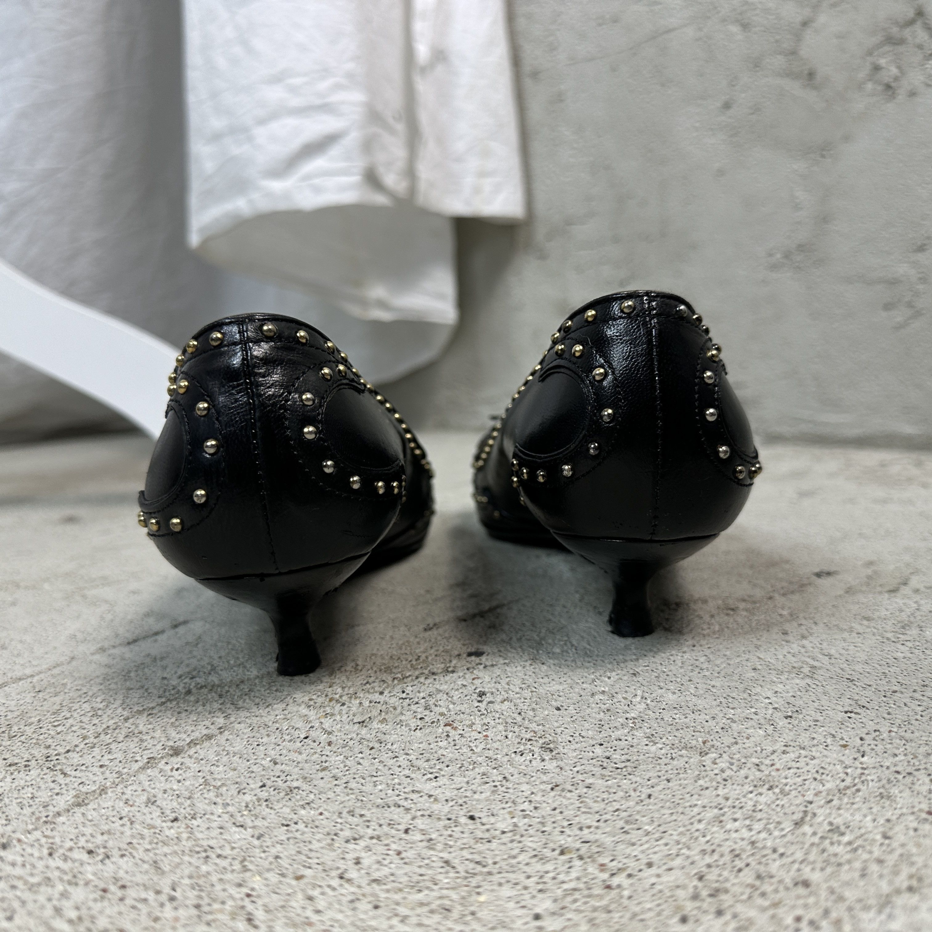 Miu Miu × Vintage Vintage Avant Garde Leather Miu Miu Studded 00s Heels Size US 5 / IT 35 - 6 Thumbnail