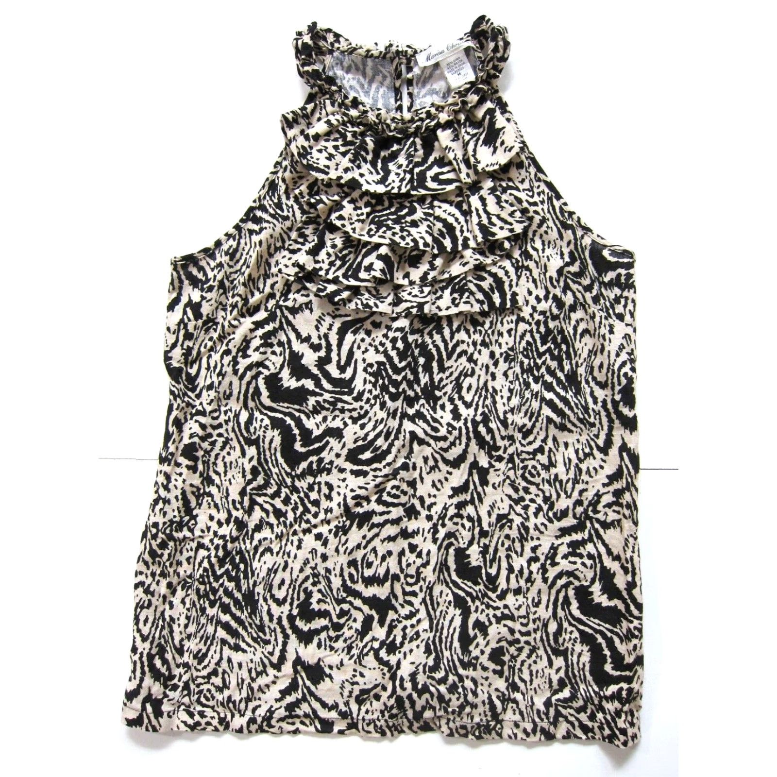Vintage Marisa Christina Blouse Sleeveless High Neck Zebra Print Black XS-XL M Womens Blouse Size M / US 6-8 / IT 42-44 - 2 Thumbnail