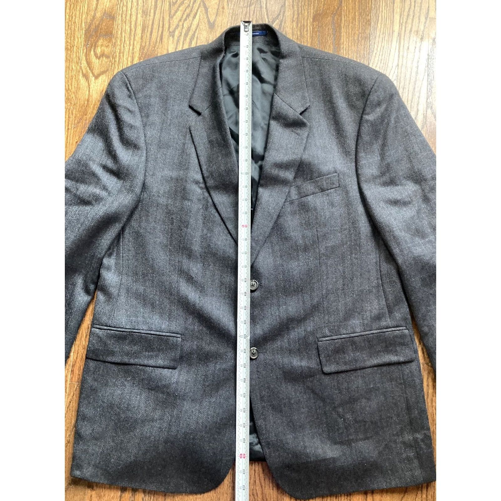 Ralph Lauren Ralph Lauren Blazer Mens 44R Herringbone Wool Dark Gray Notch Lapel 3-Button Jacket Coat Regular Size 44 2 Piece Vintage No Brown/Gray? Size 44R - 7 Thumbnail
