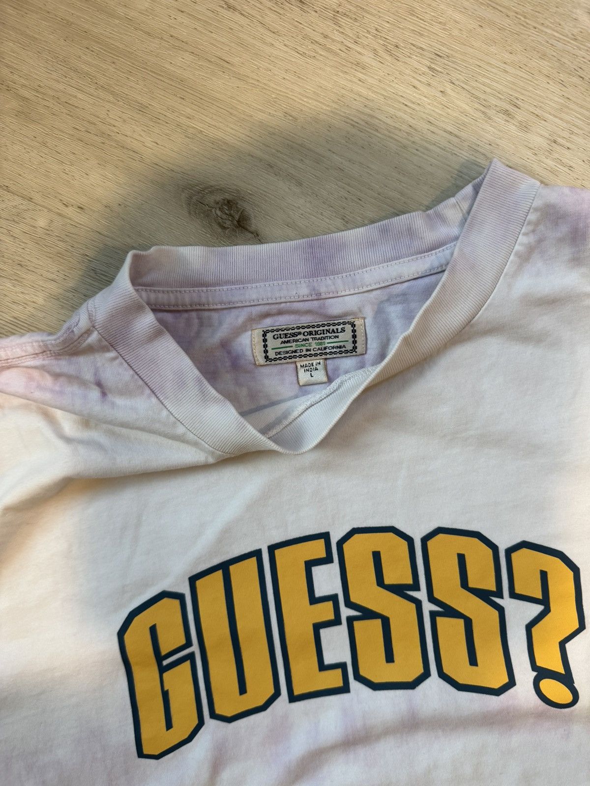 Guess Guess Tie Dye T Shirt White Purp Stripe Retro VTG Style Logo Size US L / EU 52-54 / 3 - 4 Thumbnail