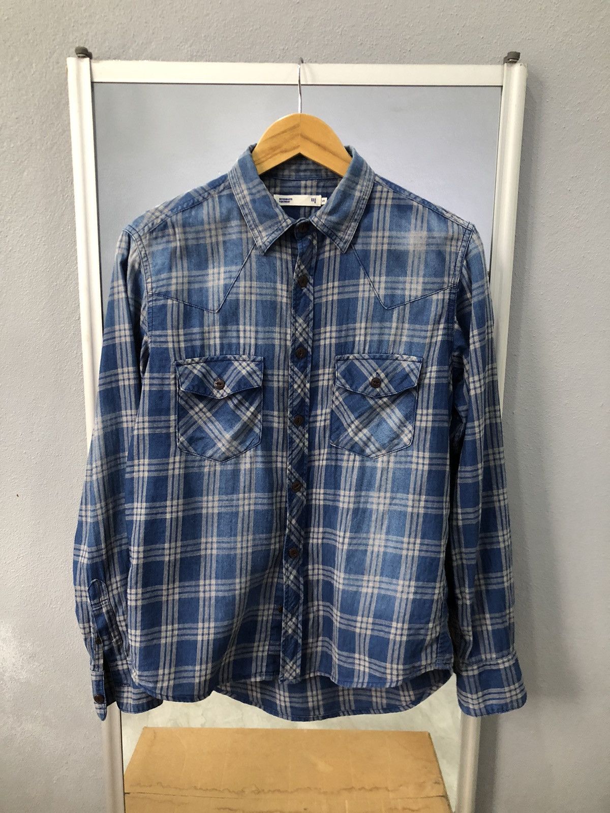 Japanese Brand × Vintage Sevendays sunday blue check distressed button ups Size US S / EU 44-46 / 1 - 1 Thumbnail