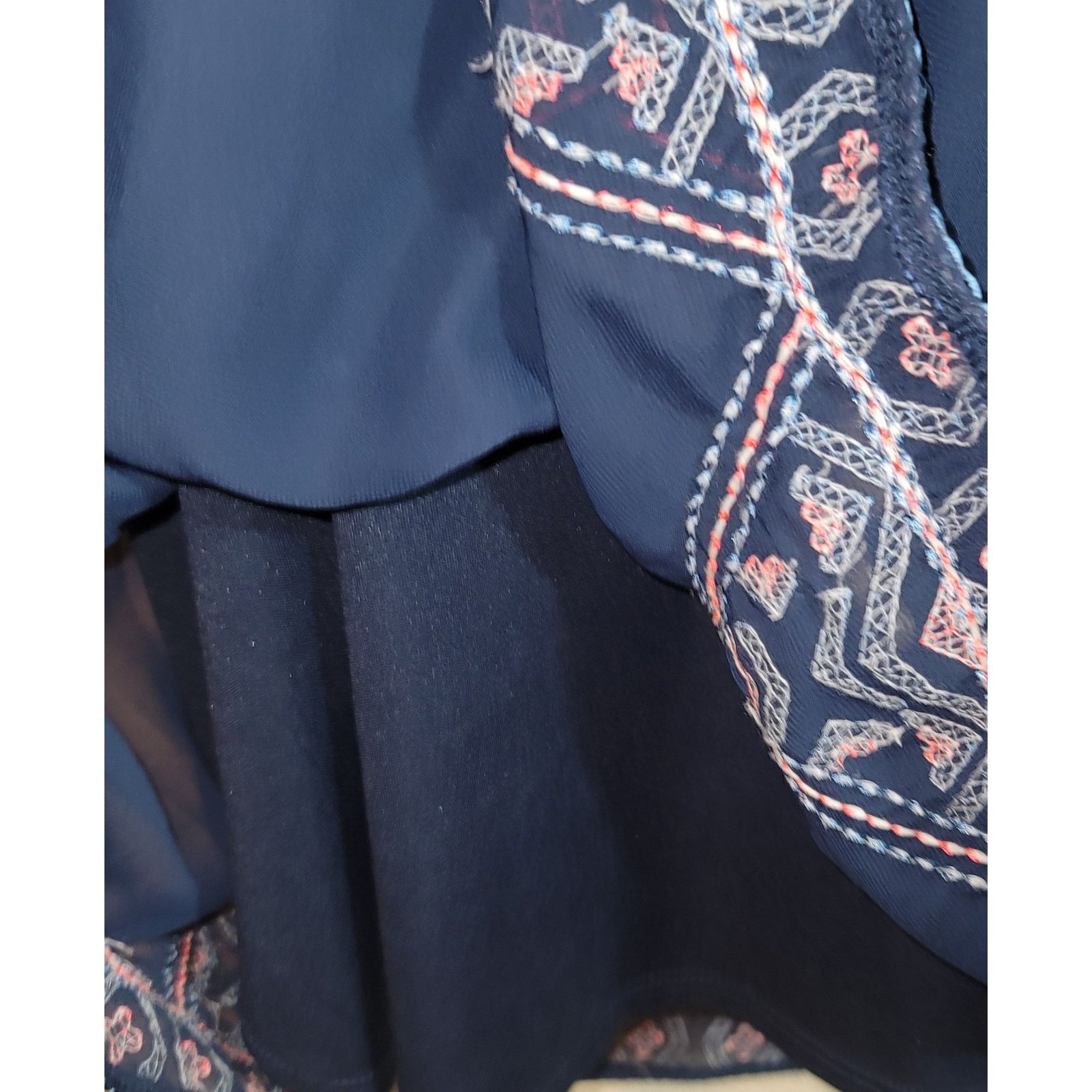 Other Maurices Dark Blue Pink Embroidered Detail Midi Dress Large Size L / US 10 / IT 46 - 6 Thumbnail