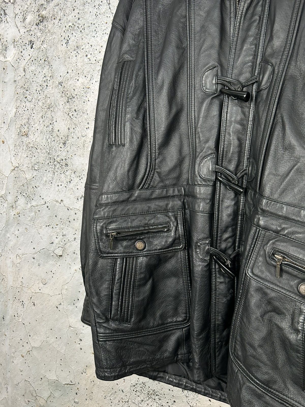 Genuine Leather Vintage Avant Garde Genuine Leather Jacket Heavy Coat Size US L / EU 52-54 / 3 - 4 Thumbnail