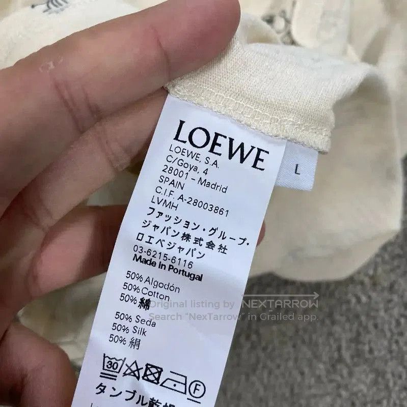 Loewe Loewe Summer Cream Cotton Short Sleeve T-Shirt . Size L / US 10 / IT 46 - 4 Thumbnail