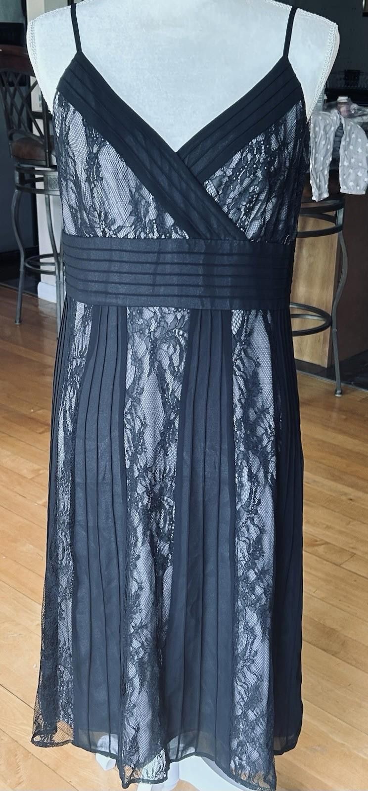 Other Ann Taylor Loft Black Sheer Lace Dress 12P Gray Satin Liner Size XL / US 12-14 / IT 48-50 - 1 Thumbnail