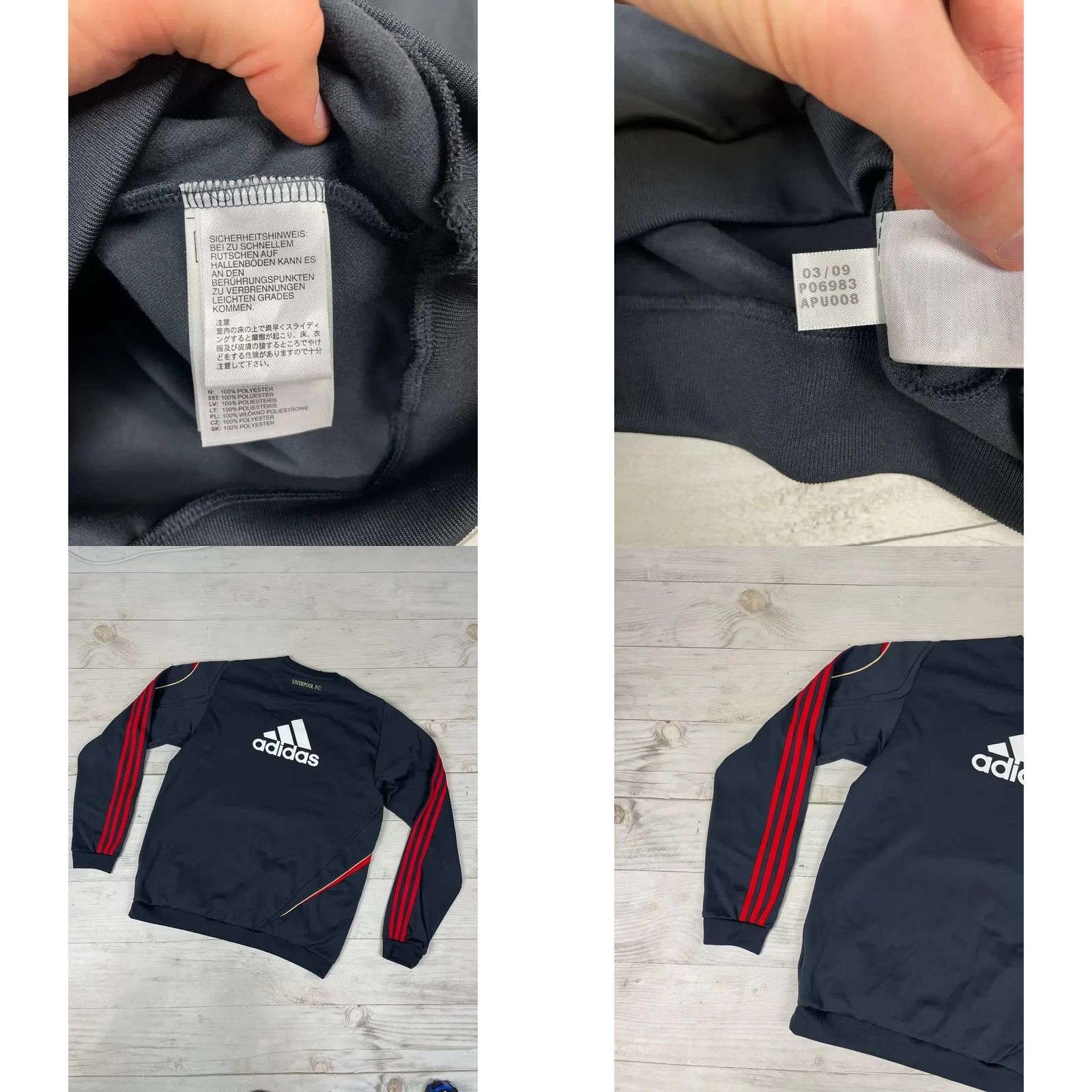 Adidas VINTAGE Adidas Liverpool Tracksuit Jacket Pants Men Size L Black Adidas Tracksuit Men L Black Football 2009 2010 Size 42R - 9 Thumbnail