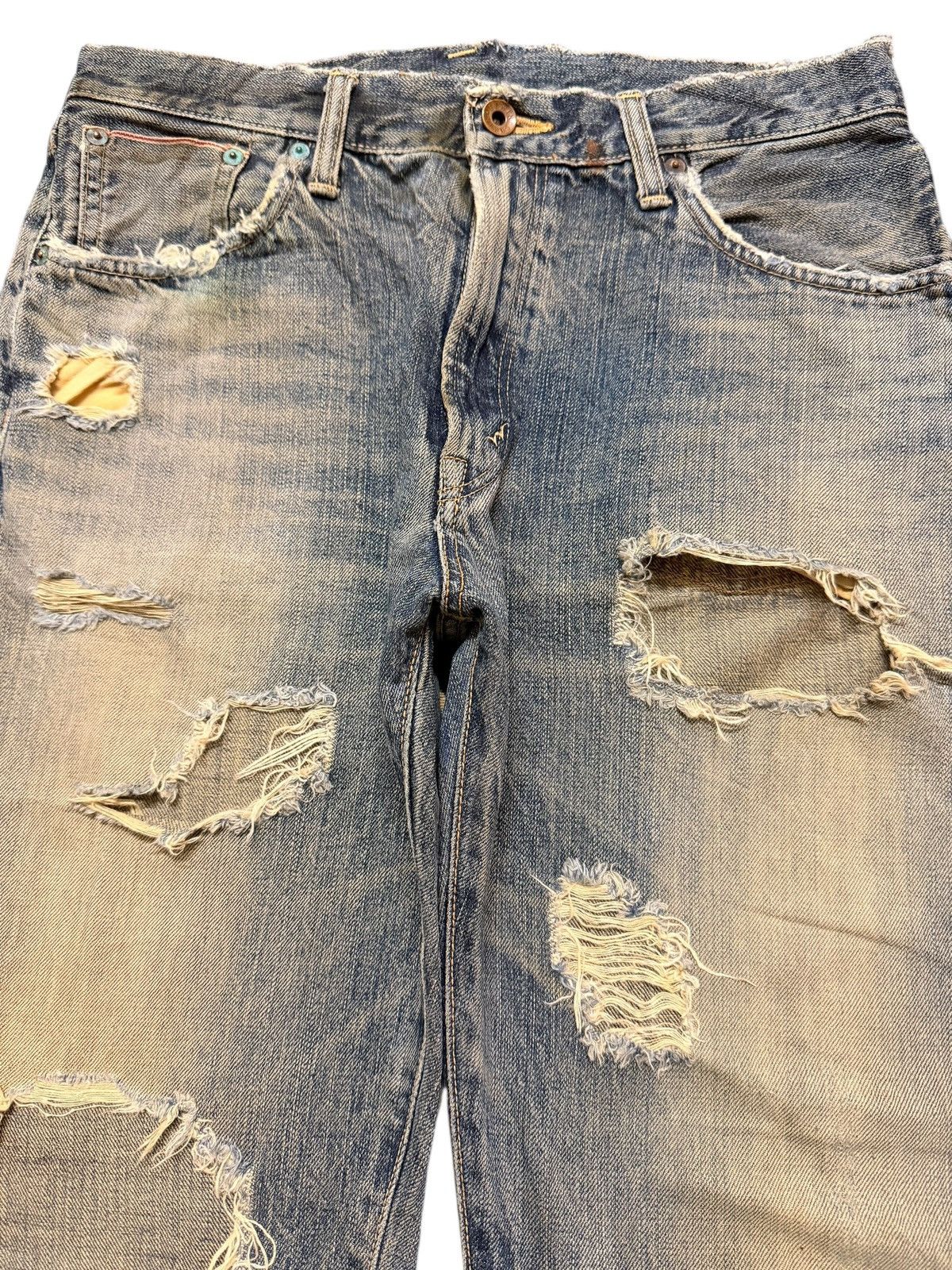 Edwin Vintage Edwin 505 Selvedge Mud Wash Faded Distressed Style Size US 31 - 3 Thumbnail