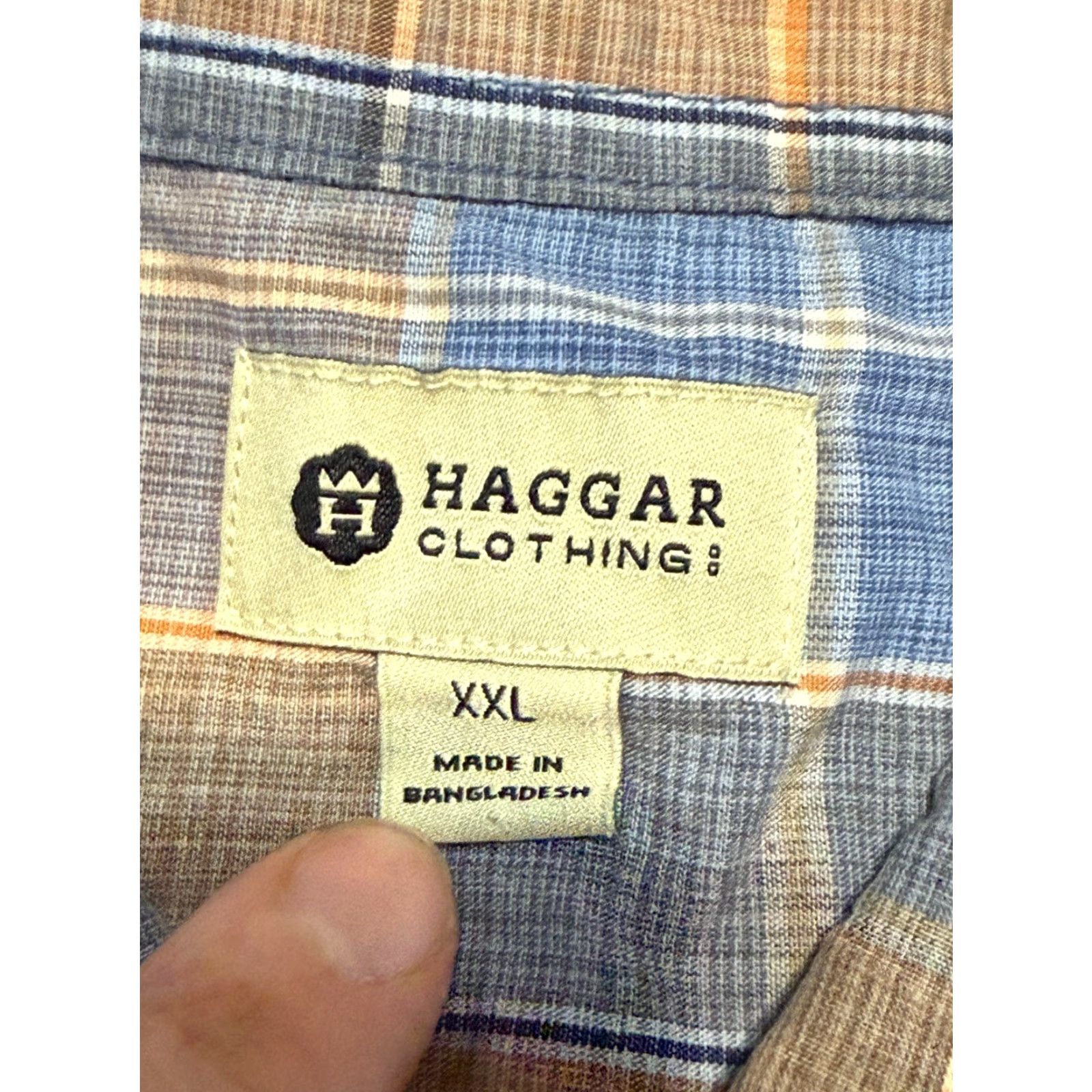 Haggar Haggar Shirts Men's XXL Blue Orange Short Sleeve Button Up Plaid Casual Shirt Size US XXL / EU 58 / 5 - 5 Thumbnail