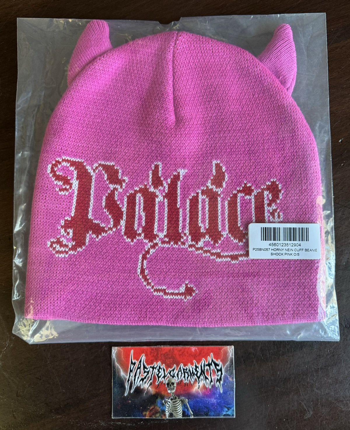 image of Palace Horny Nein Devil Cuff Beanie Pink, Men's