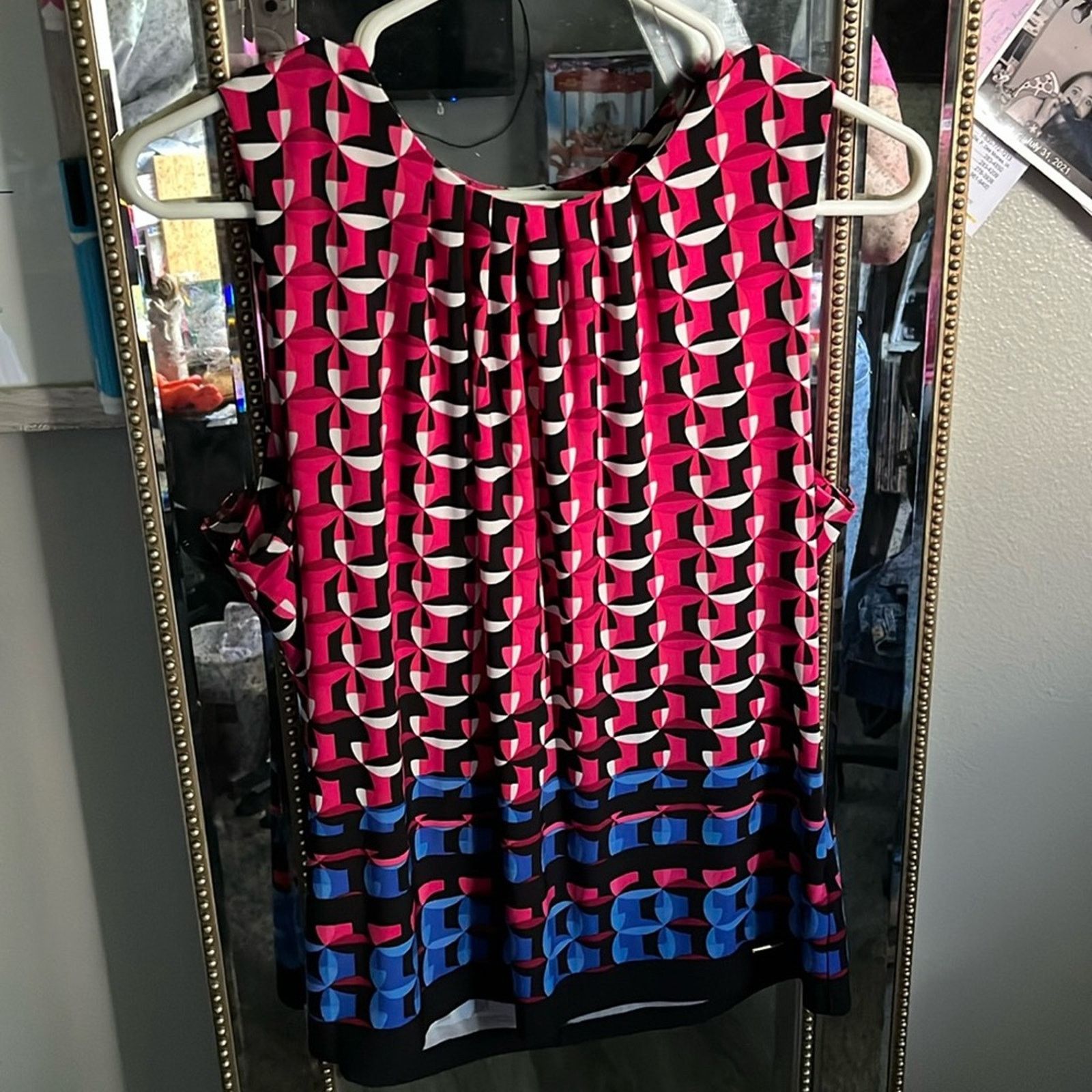 Calvin Klein Calvin Klein Purple and Blue Sleeveless Blouse PL Size L / US 10 / IT 46 - 1 Thumbnail