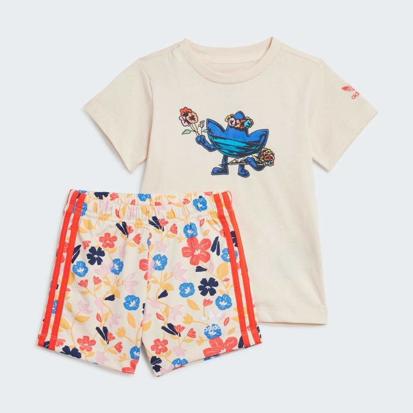Adidas Adidas Kids Floral Short Tee Set Size 6-9M Size US XXS / EU 40 - 1 Thumbnail