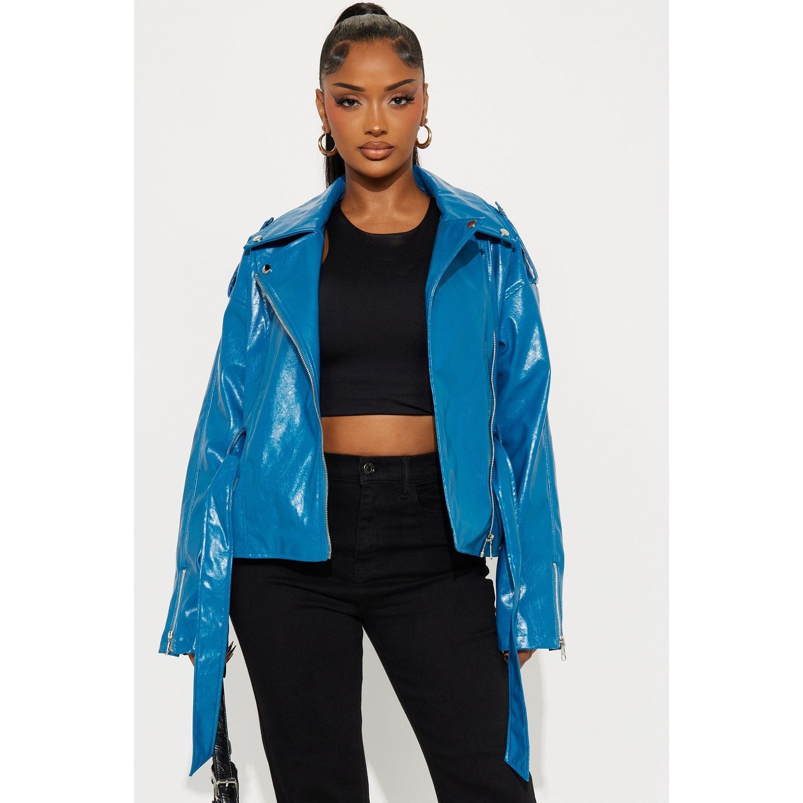 Other Moving On Faux Leather Moto Jacket - Teal - Size 1X Size XL / US 12-14 / IT 48-50 - 1 Thumbnail