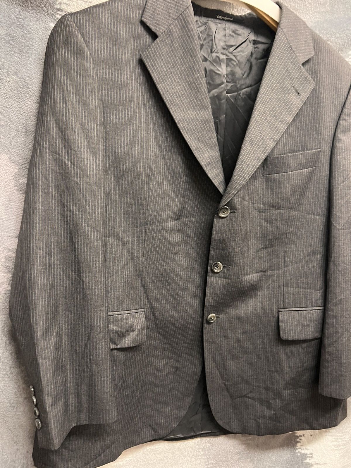 Yves Saint Laurent Yves Saint Laurent wool grey blazer monogram inside size XL Size 44R - 5 Thumbnail