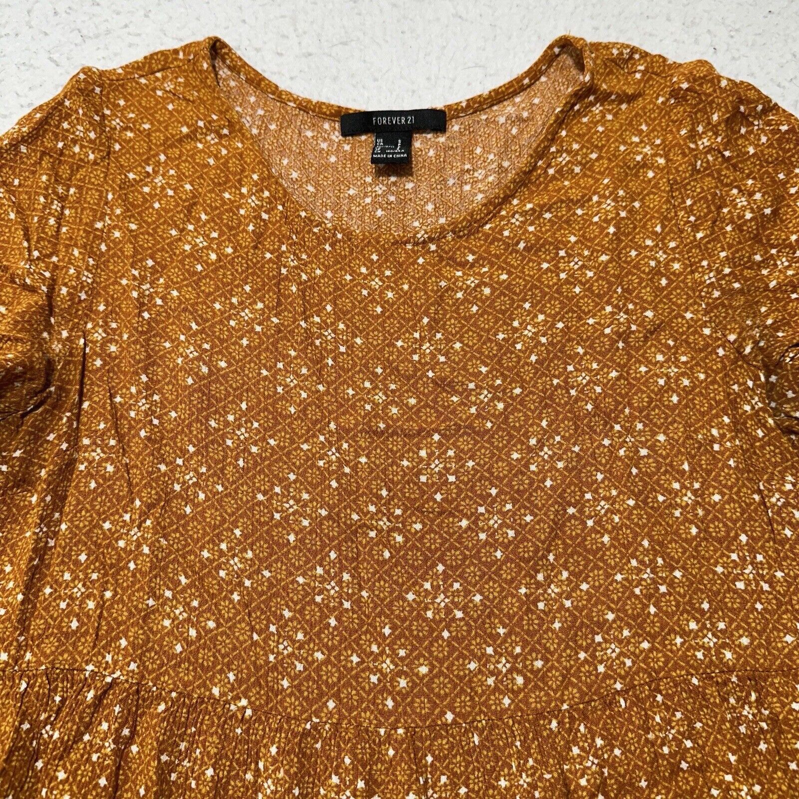 Forever 21 Forever 21 Small Orange Tiered A-Line Babydoll Mini Dress Size S / US 4 / IT 40 - 2 Thumbnail