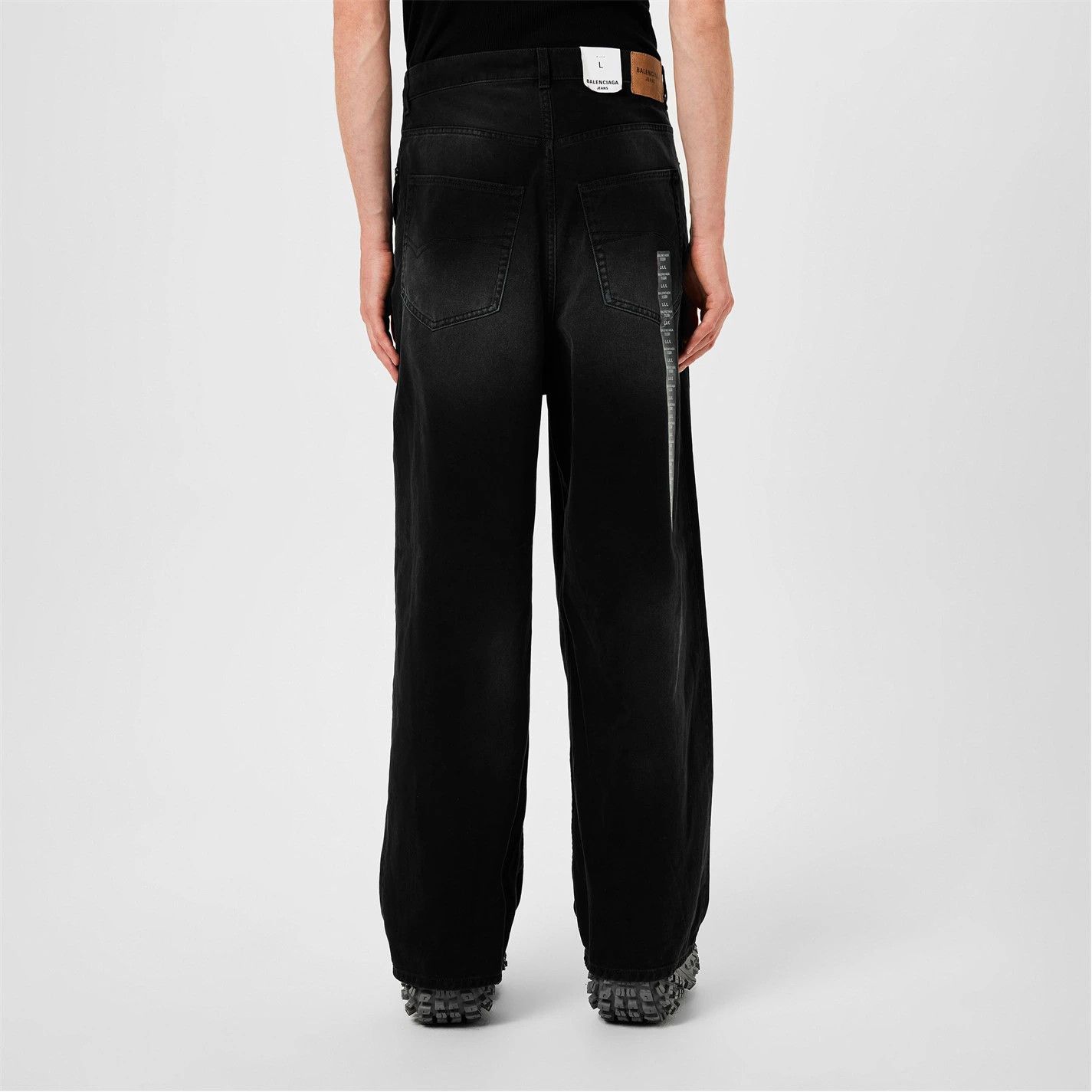Balenciaga o1g2r1mq0226 Denim Size Sticker Baggy Jeans In Black Size US 32 / EU 48 - 4 Thumbnail