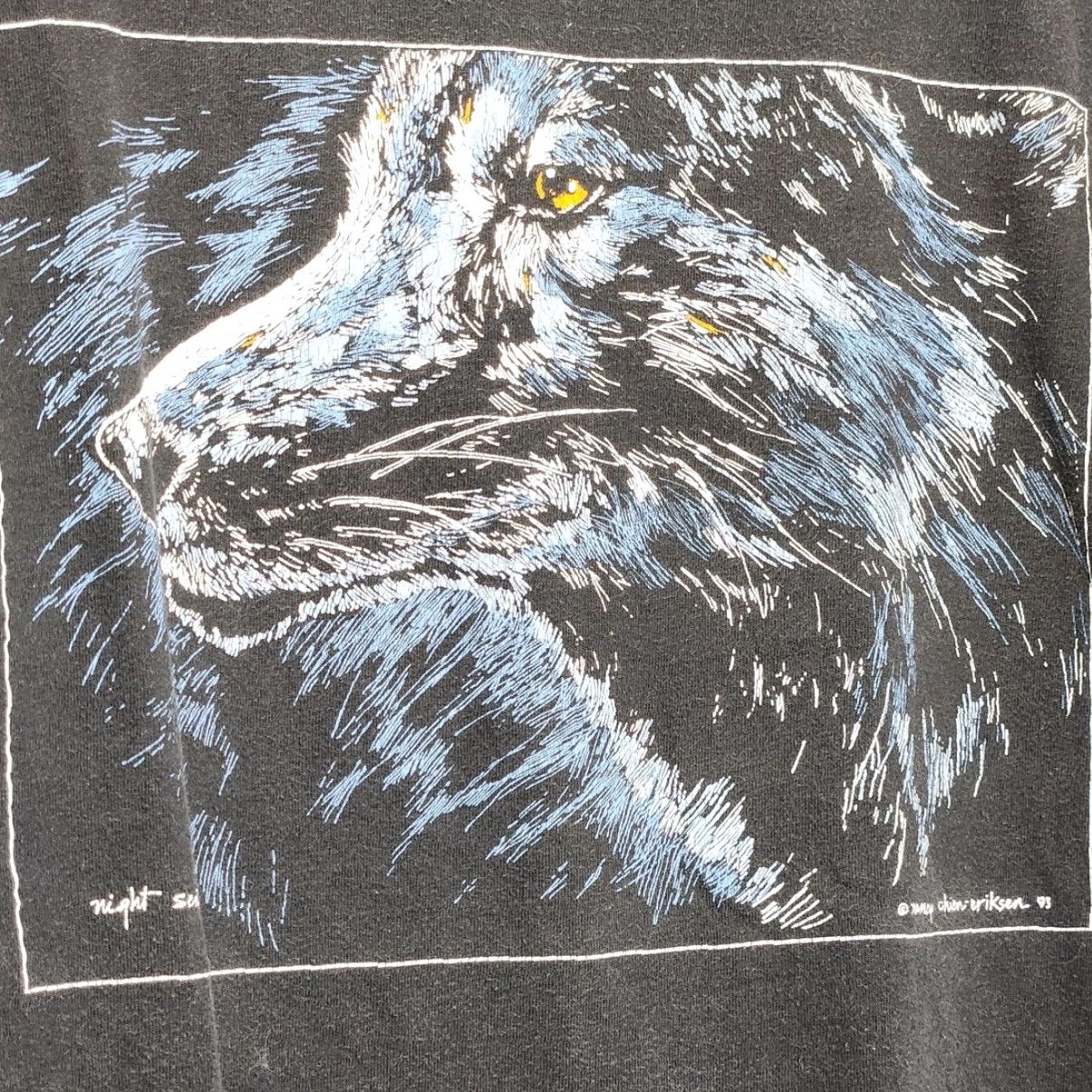 Vintage VINTAGE Wolf Portrait Art Oneita XL Black Shirt Nature VTG 90s Top Artist Unisex Adults Mens Womens Size US XL / EU 56 / 4 - 3 Thumbnail