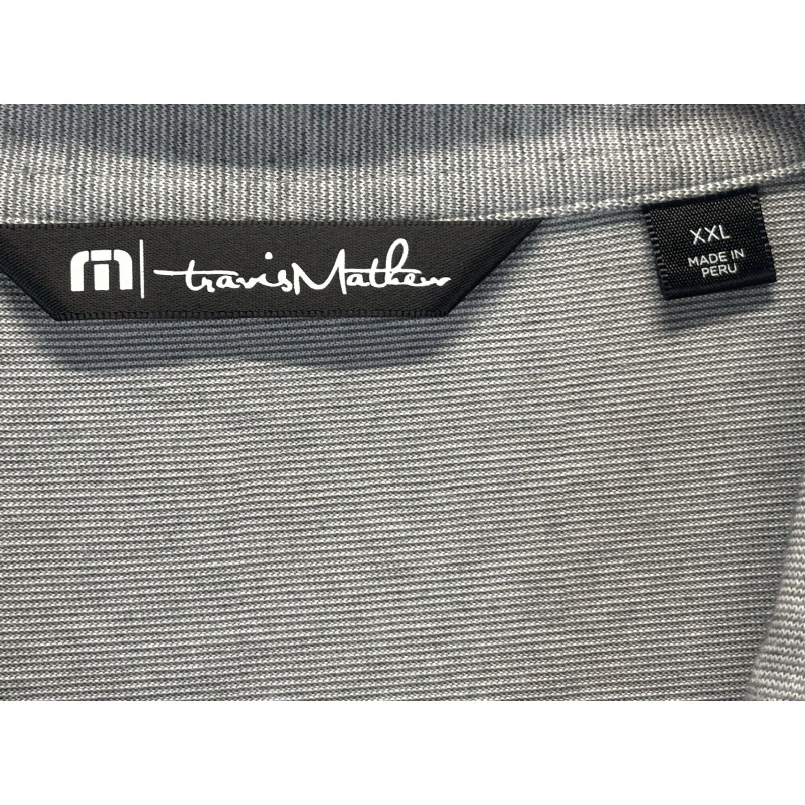 TravisMathew Travis Mathew 2XL Pima Polo Shirt Mens Grey Stripe Golf Short Sleeve Size US XXL / EU 58 / 5 - 5 Thumbnail