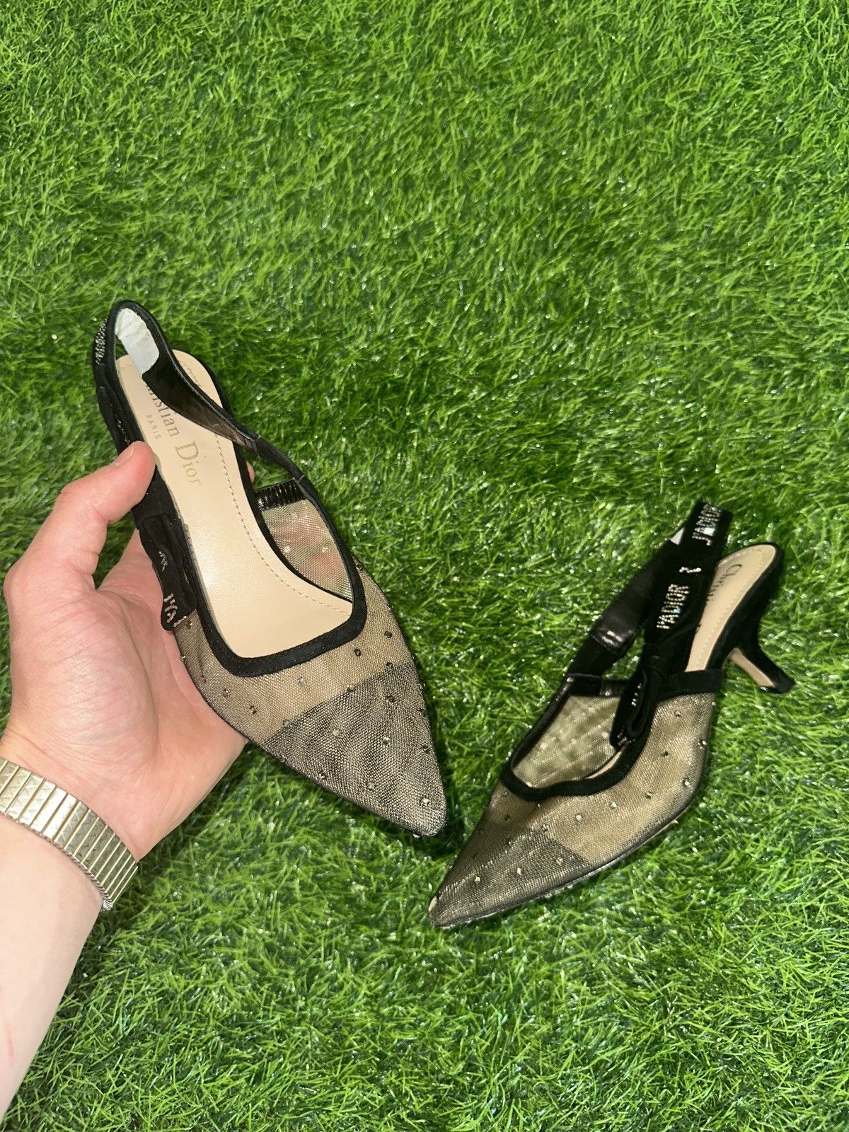 Christian Dior Monsieur Christian Dior Mesh & Suede J'Adior Slingback Pumps Size 37 Size US 7 / IT 37 - 1 Thumbnail
