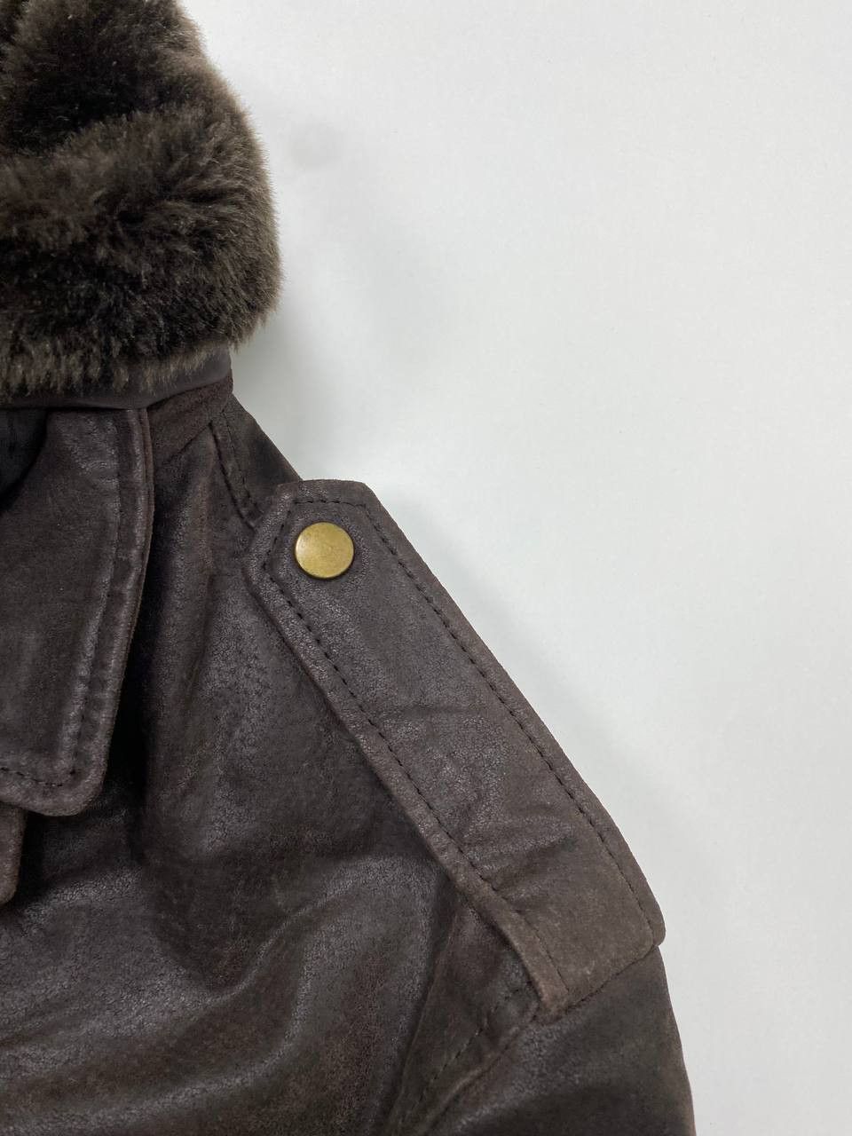 Vera Pelle Real Leather Mens Brown L Aviator Jacket with Fur Collar 90s Size US L / EU 52-54 / 3 - 16 Thumbnail