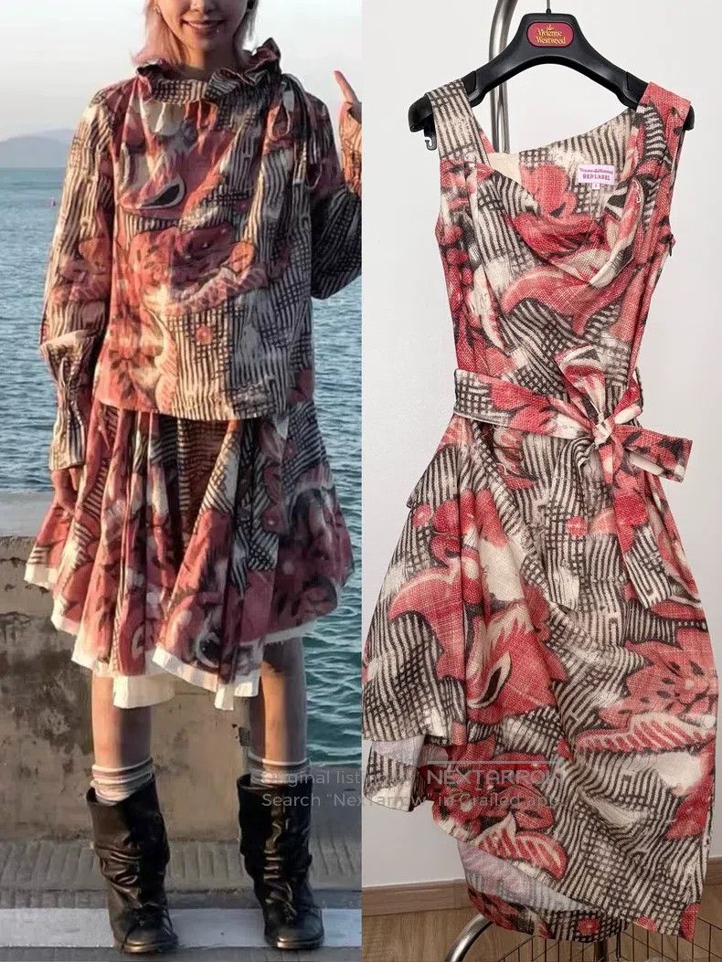 Vivienne Westwood Vivienne Westwood Vintage floral graffiti draped dress Size S / US 4 / IT 40 - 1 Thumbnail