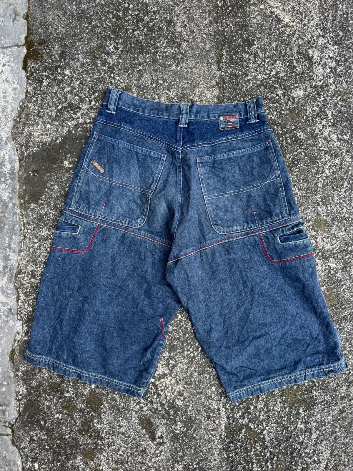 JNCO × Vintage VINTAGE BAGGY JORTS PRACT DENIM HIPHOP Y2K Size US 33 - 6 Thumbnail