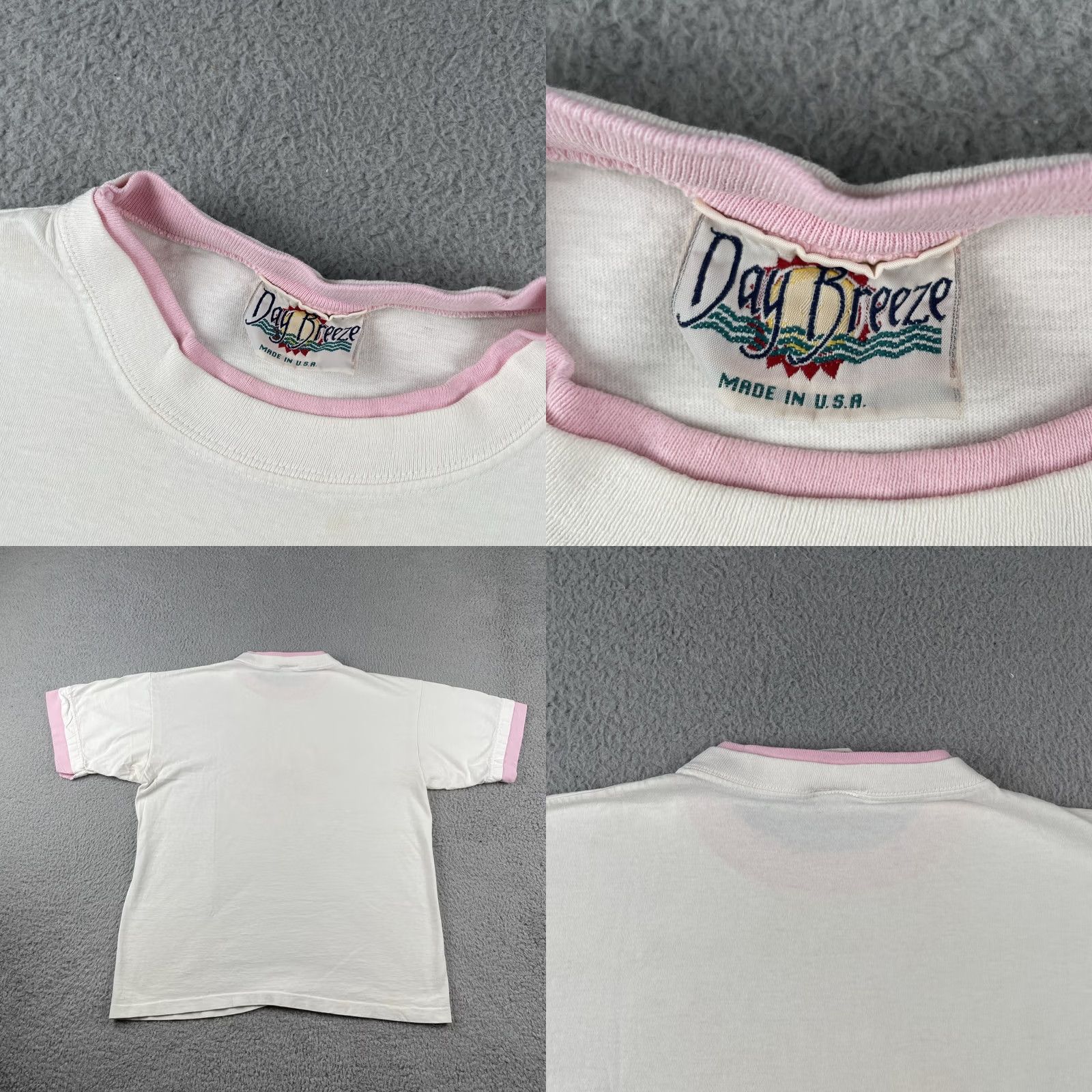 Vintage VINTAGE Day Breeze Shirt Adult L/XL Ivory Floral Butterfly Made In USA White Crew Neck Short Sleeve Cotton Single Stitched Mens Size US L / EU 52-54 / 3 - 9 Thumbnail