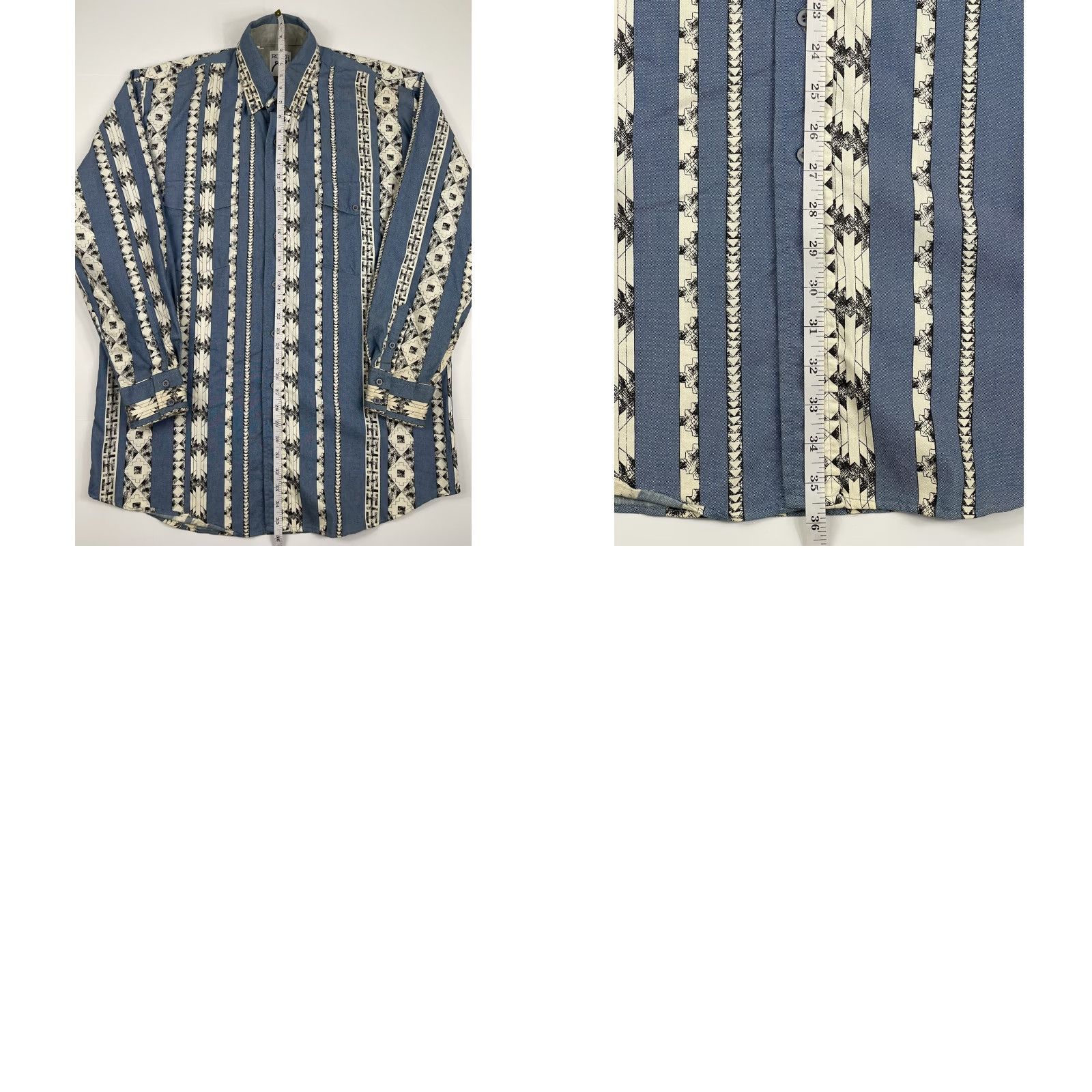 Roper VINTAGE ROPER Shirt Mens XL Blue Aztec Geometric 100% Cotton Button-Up Western Cowboy 90s Retro USA Size US XL / EU 56 / 4 - 8 Thumbnail