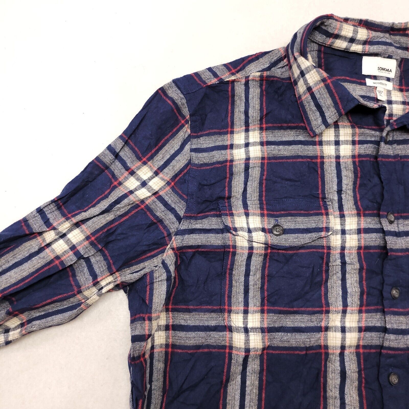 Sonoma Sonoma Tartan Flannel Button Up Shirt Men Size XL Blue White Size US XL / EU 56 / 4 - 4 Thumbnail