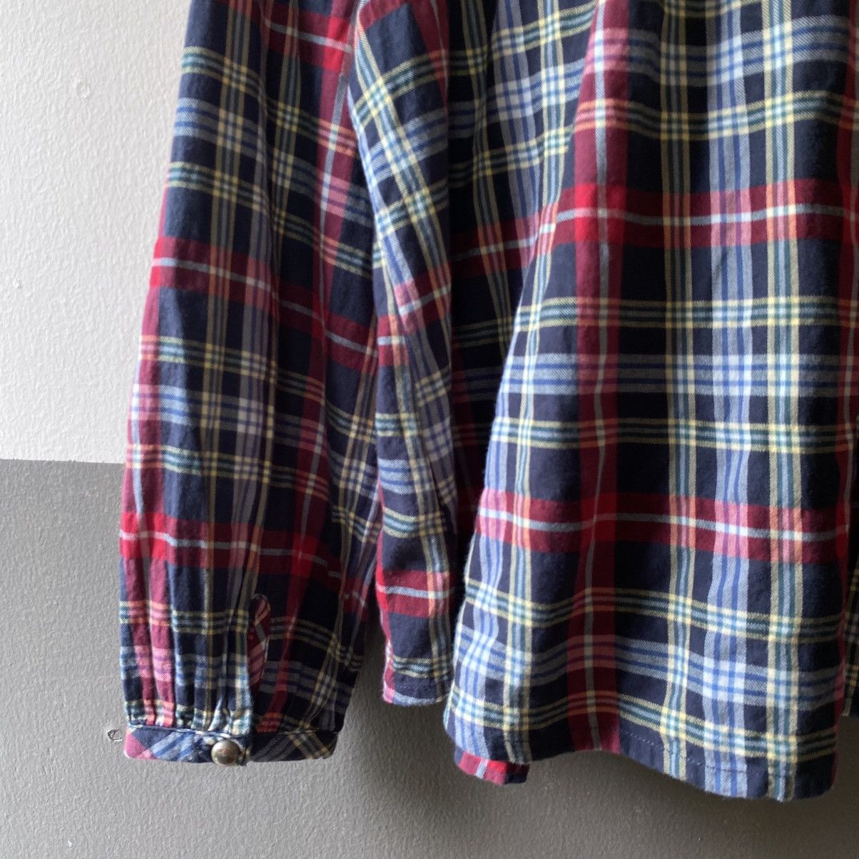 Japanese Brand Mezzo Piano Red Navy Check Long Sleeve Blouse Size S / US 4 / IT 40 - 18 Thumbnail