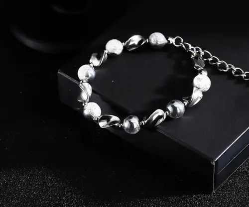 Jewelry Silver and White Beaded Men's Bracelet Size ONE SIZE - 8 Thumbnail