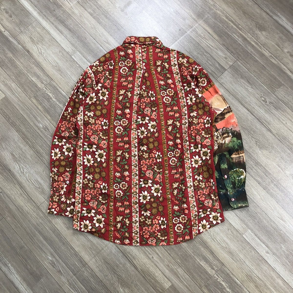 Kenzo × Vintage 1990s Kenzo Paris Seaside Village View Floral 3D Print Shirt Size US L / EU 52-54 / 3 - 14 Thumbnail