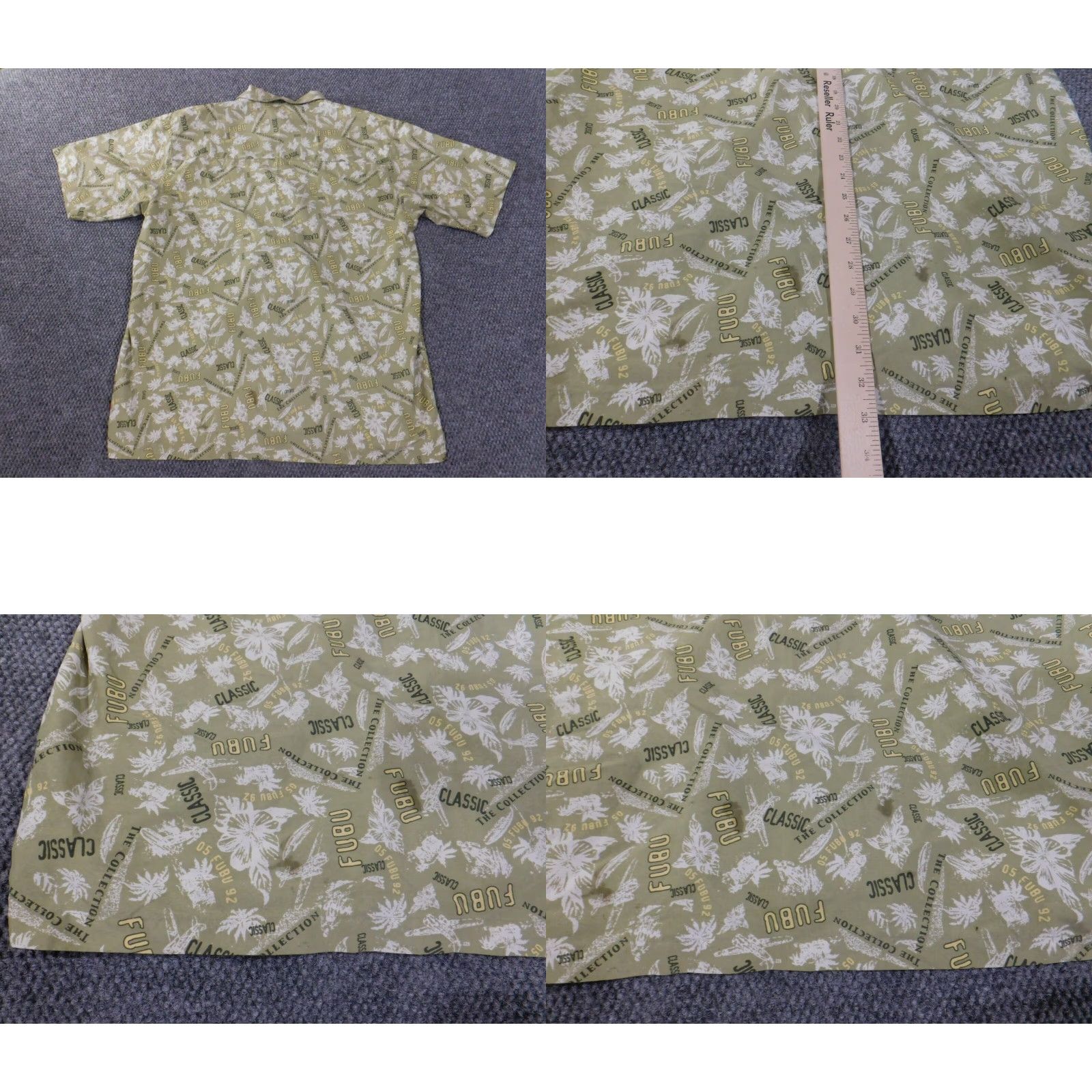 Fubu FUBU Shirt Button-Up Floral Green 90s Mens L Size US L / EU 52-54 / 3 - 9 Thumbnail