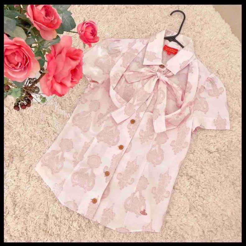 Vivienne Westwood Pink Shirt with Ribbon and Embroidery - dmc Size US S / EU 44-46 / 1 - 1 Thumbnail