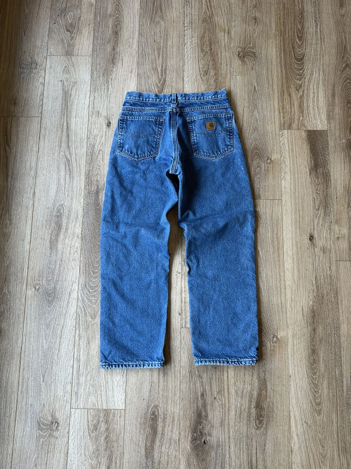 Carhartt × Vintage Vintage carhartt flannel lined denim blue jeans work pants Size US 31 - 1 Thumbnail