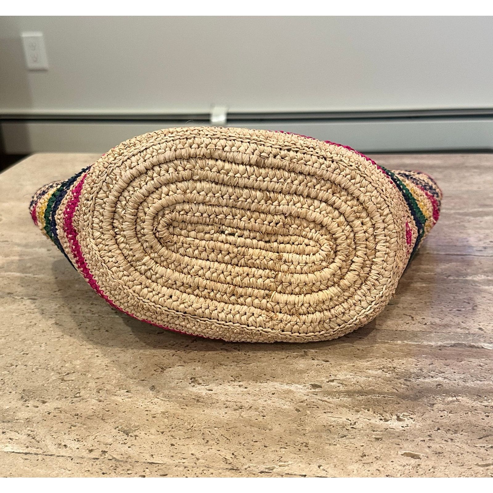 Maje NEW NWT MAJE M Mini Striped Raffia Basket Bag Fuschia Size ONE SIZE - 7 Thumbnail