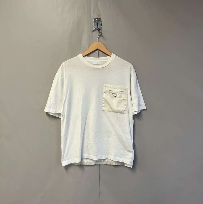 Prada Prada White Cotton Men's T-Shirt Size US S / EU 44-46 / 1 - 1 Thumbnail