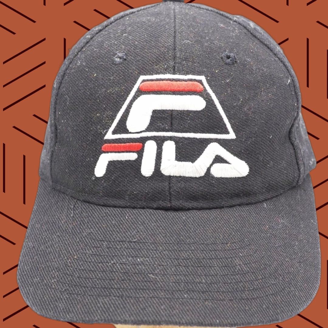 Fila VINTAGE Fila Hat Cap Strapback Unisex Adults Adjustable Black 1990s Baseball Cap Mens Womens Boys Girls Size ONE SIZE - 1 Thumbnail