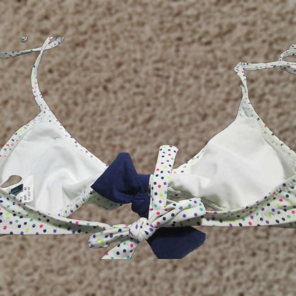 Splendid Splendid Womens Top SM White Multi Bralette Halter Polka Dot Swim Bikini Beach Sea Pattern Size S / US 4 / IT 40 - 1 Thumbnail