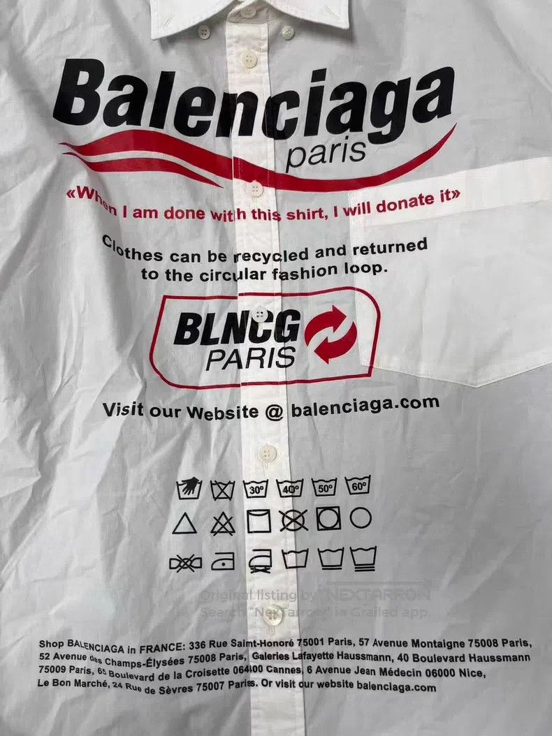 Balenciaga Balenciaga Letter Logo Cotton Poplin Long Sleeve Shirt Size US S / EU 44-46 / 1 - 3 Thumbnail