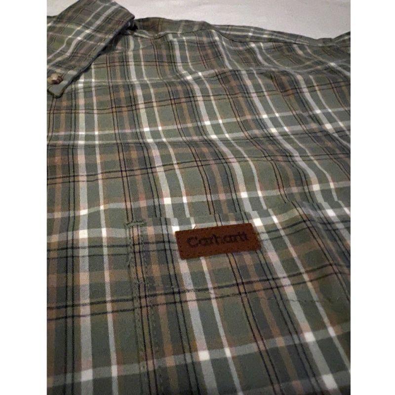 Carhartt Carhartt Mens Short Sleeve Shirt- Sz:Xl -Plaid Pattern-Green Size US XL / EU 56 / 4 - 5 Thumbnail