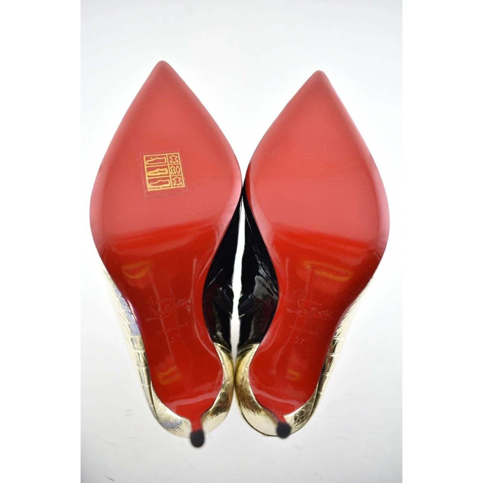 Christian Louboutin Christian Louboutin Bibooty 100 Black Platine Gold Patent Size US 7 / IT 37 - 12 Thumbnail