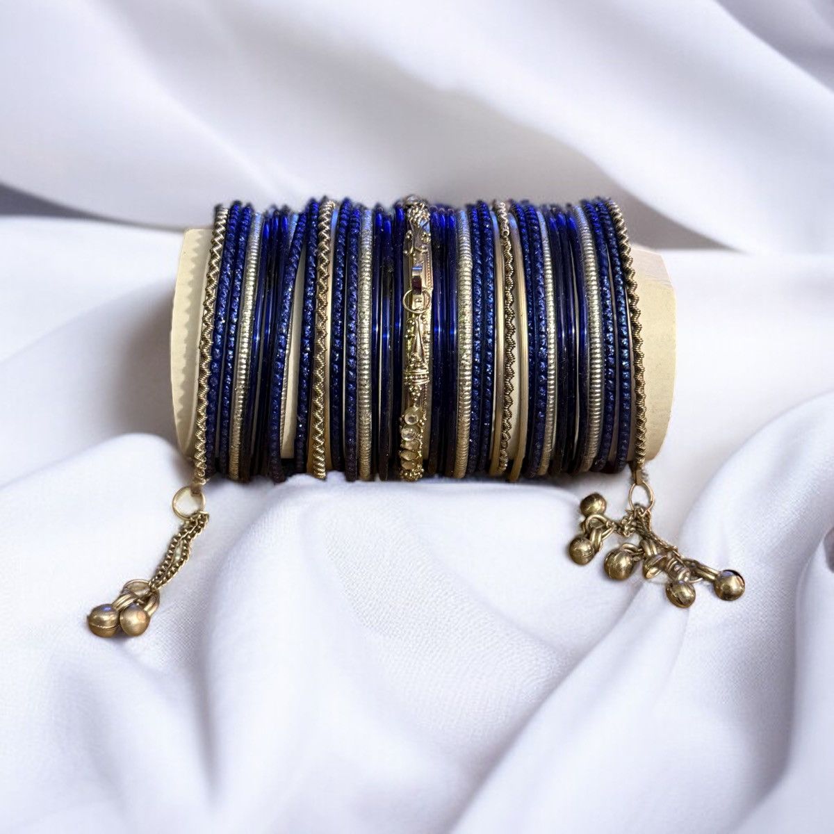 Other Blue and silver Churi India bangle bracelets Size ONE SIZE - 1 Thumbnail