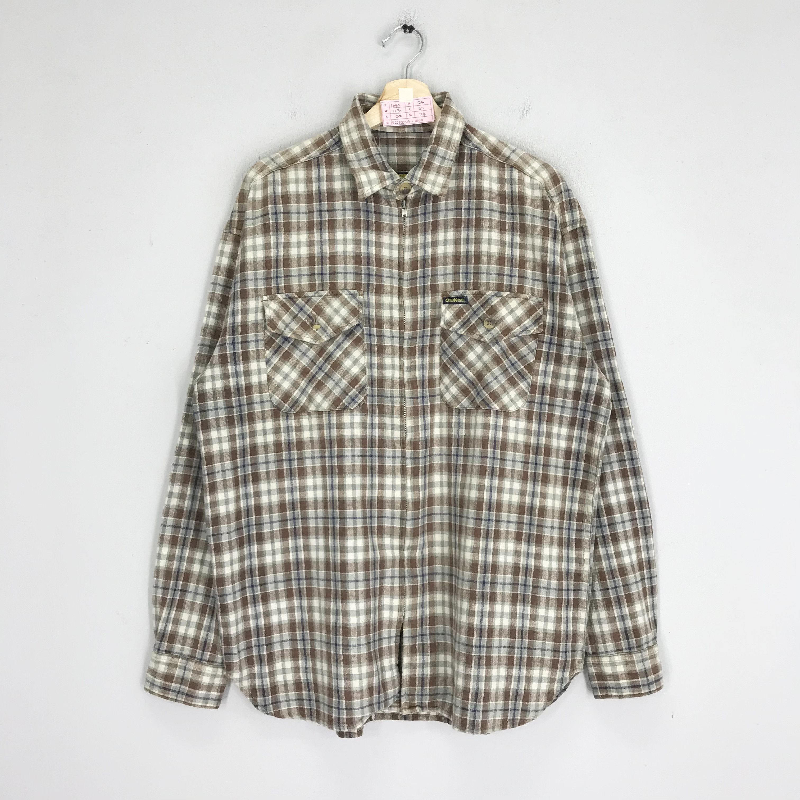 Vintage 90s Oshkosh Checkered Flannel Shirts Grunge Boho