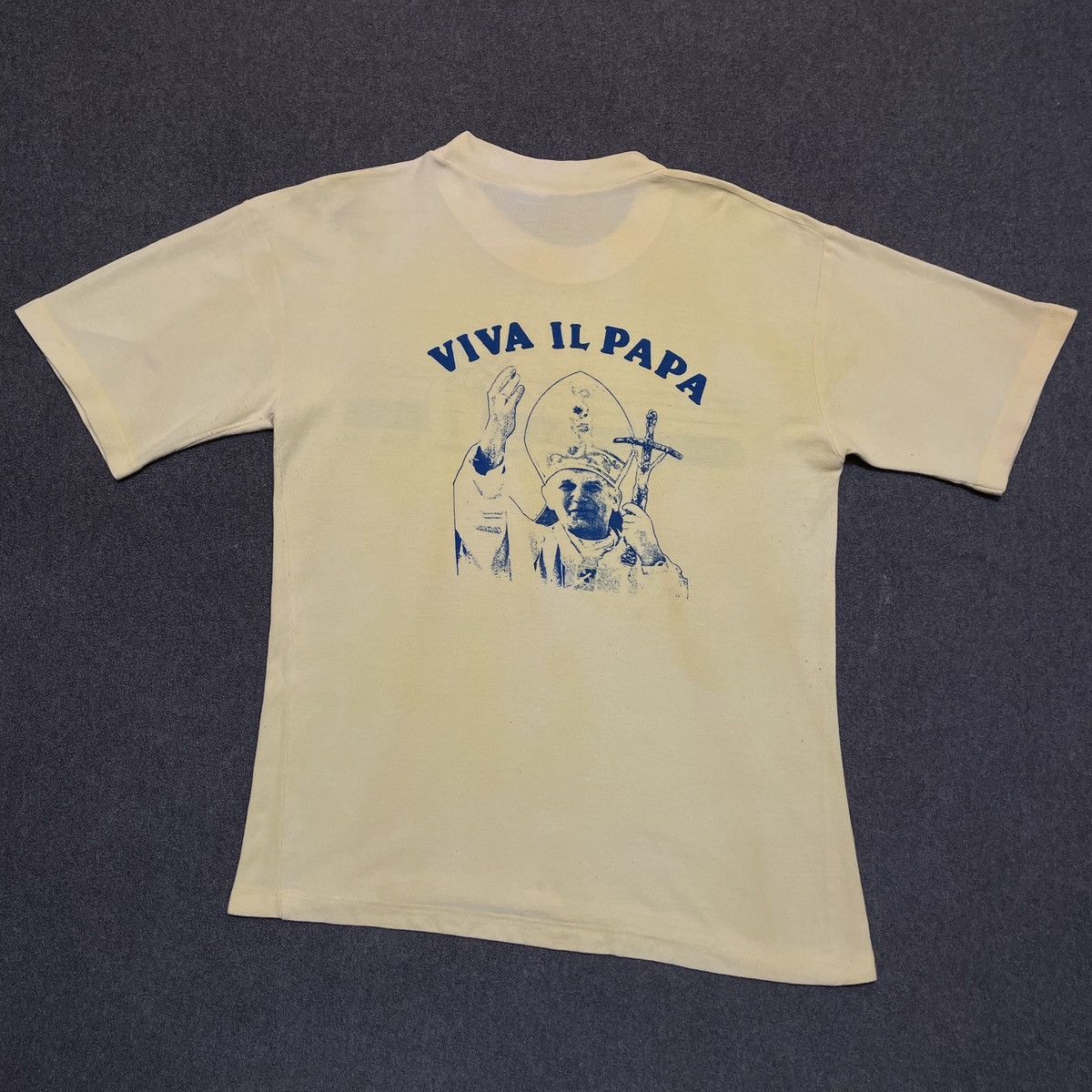 Vintage Vintage Pope 1989 Bienvenue à Jean Paul II Faded T-shirt Size US L / EU 52-54 / 3 - 1 Thumbnail