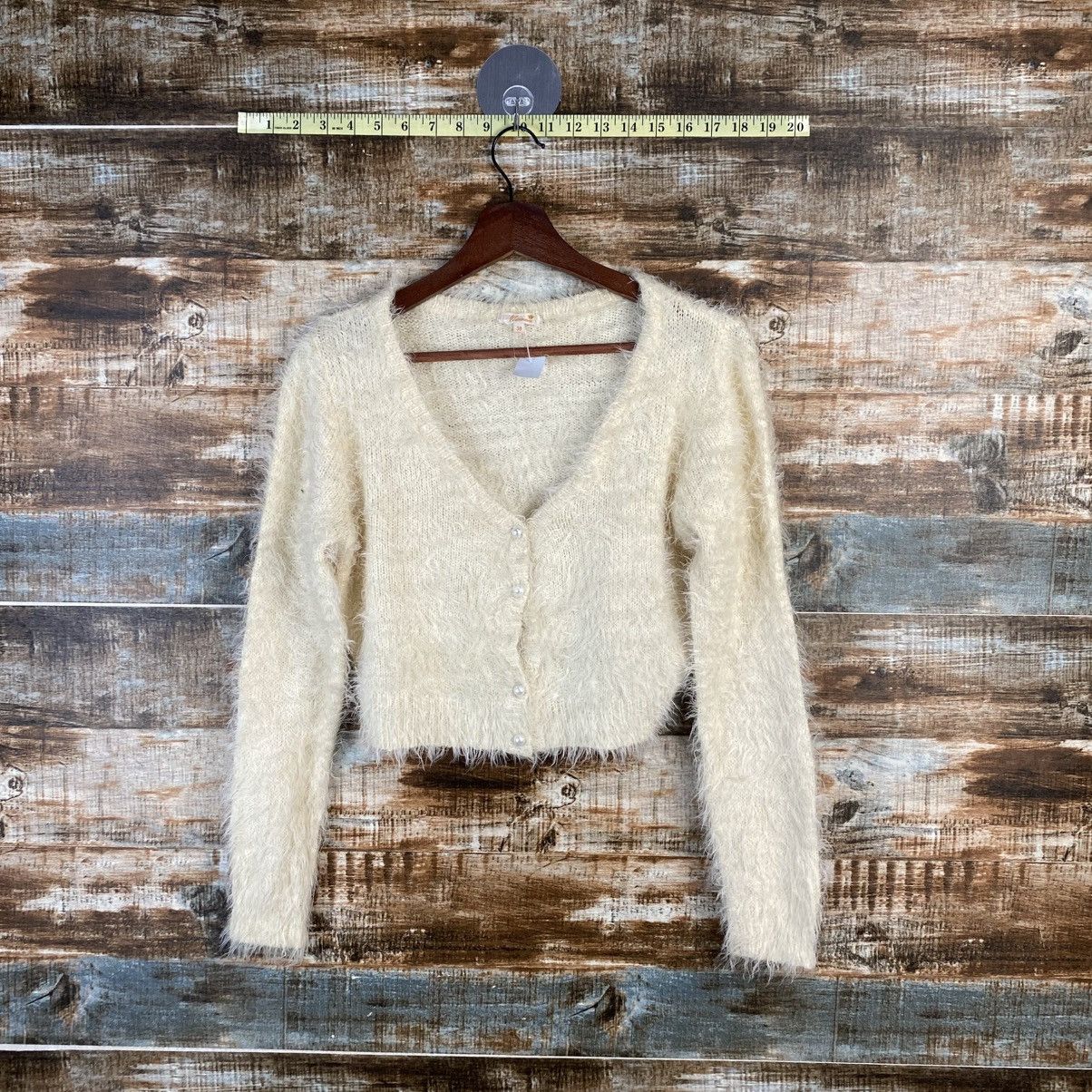 Homespun Knitwear DL Wallamanda White Mohair fur shaggy Knitwear #C1091 Size XS / US 0-2 / IT 36-38 - 1 Thumbnail