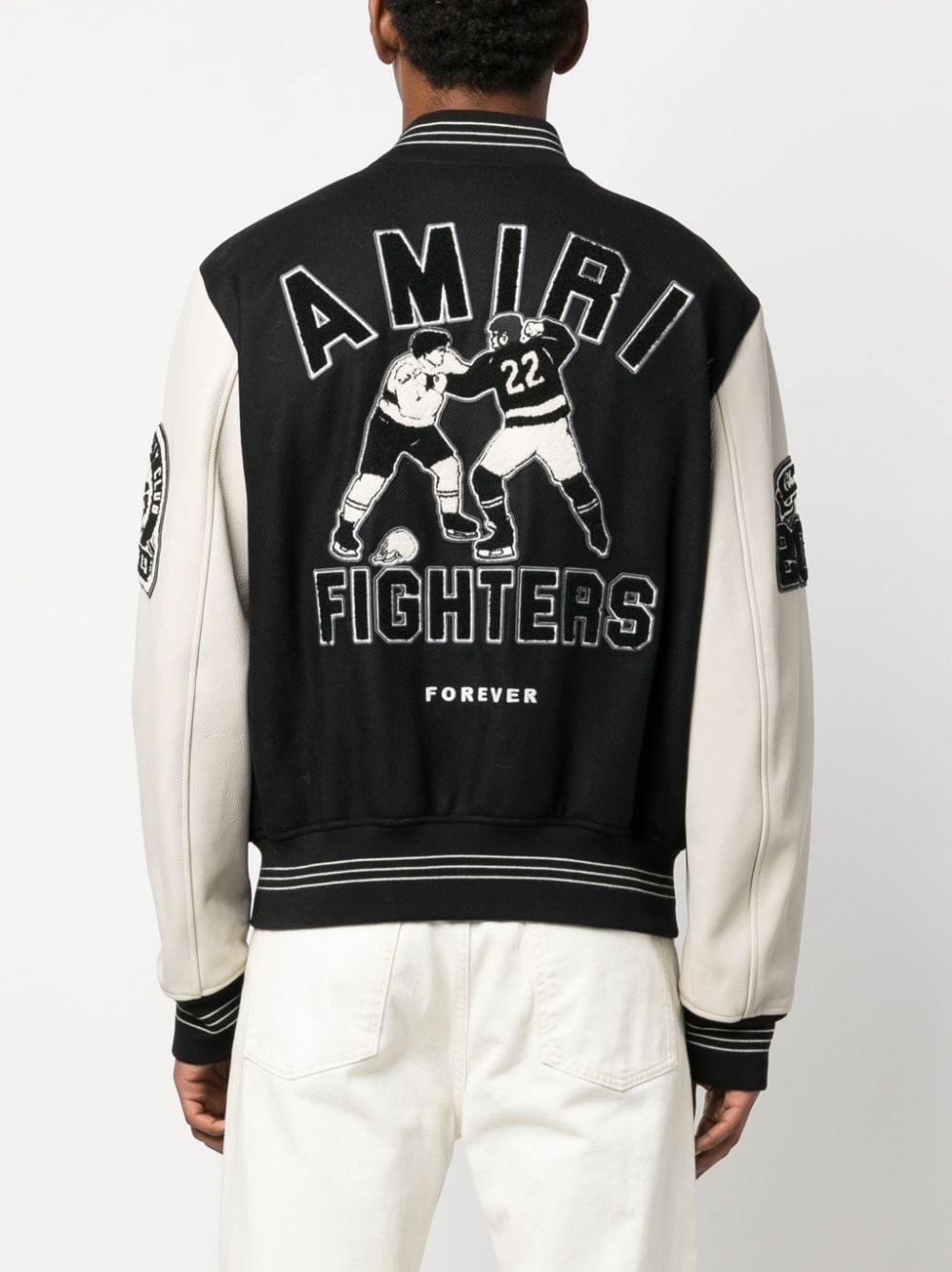 Amiri o1w1db10125 Logo-Appliqué Varsity BomberJacket Black/White Size US M / EU 48-50 / 2 - 4 Thumbnail