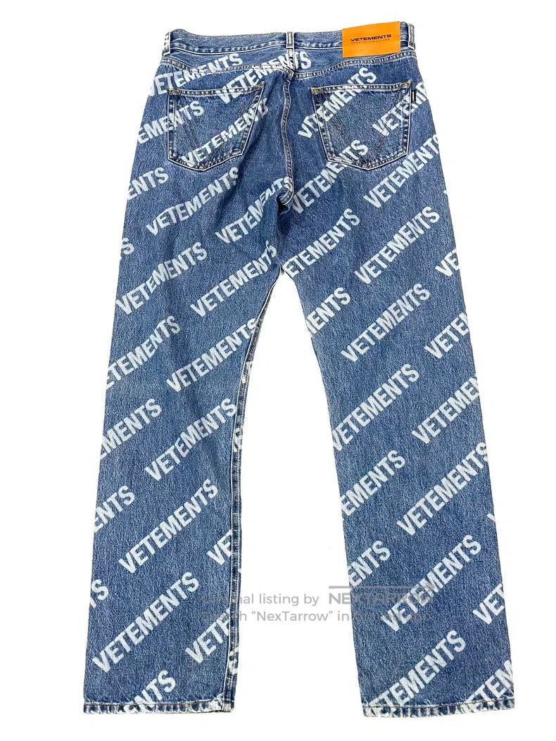 Vetements Vetements size L Logo All-Over Straight-Leg Jeans Size US 27 - 2 Thumbnail