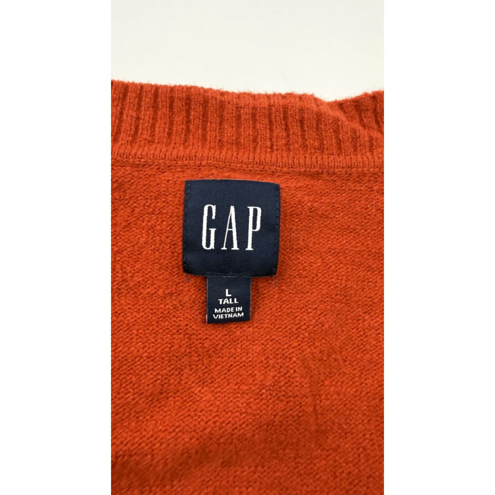 Gap Gap Mens LT Tall Orange V-Neck Cotton Blend Knit Pullover Sweater Casual Shirt? Size US L / EU 52-54 / 3 - 4 Thumbnail