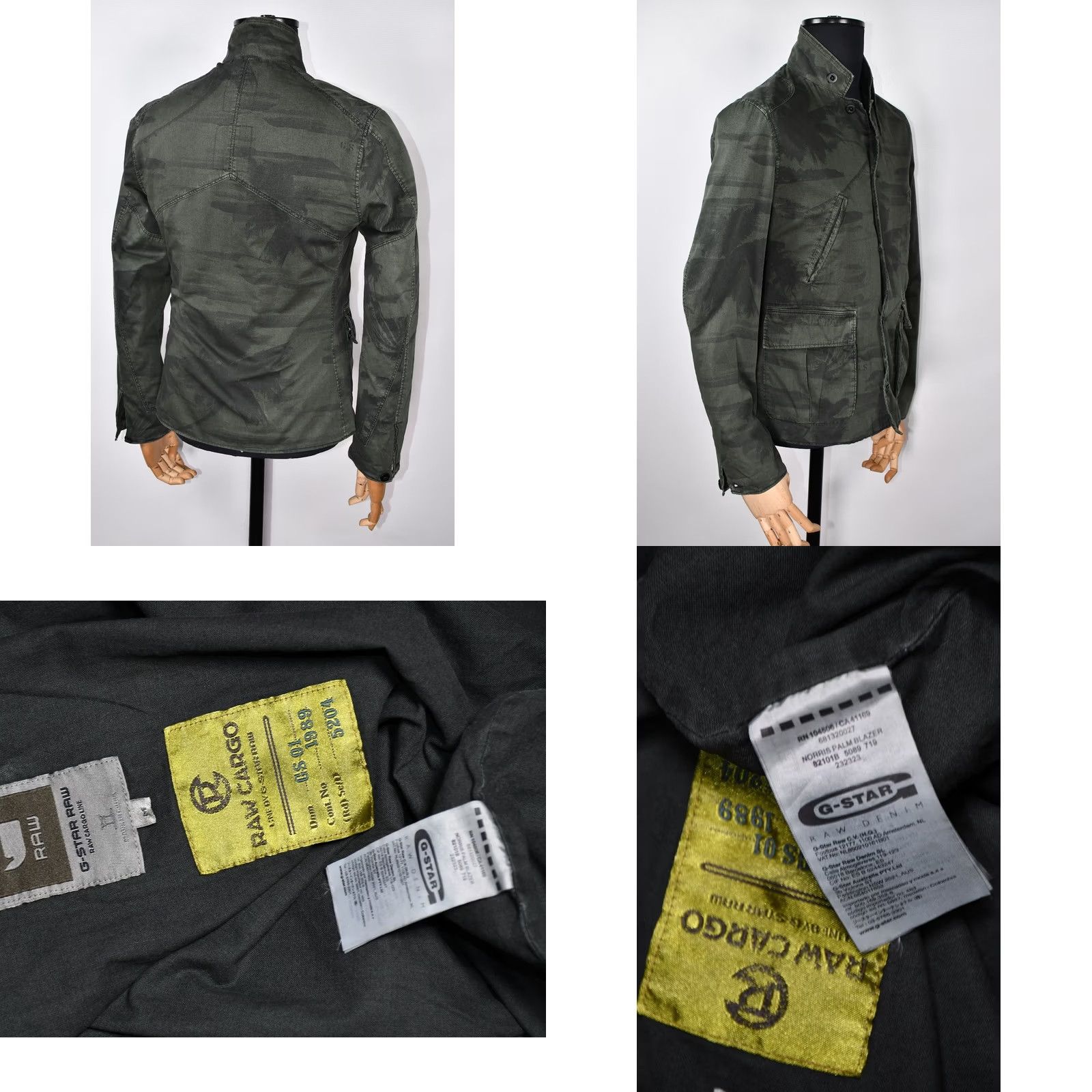 G-Star G-Star Raw Cargo Norris Palm Blazer Jacket M Men Green 100% Cotton Logo Vintage: No Casual Cardigan? Size 40R - 8 Thumbnail